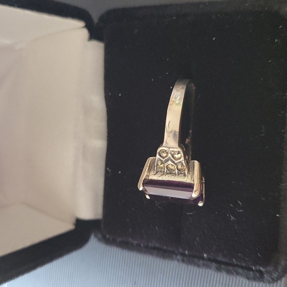 Amethyst Marcasite Sterling Ring - Picture 4 of 13
